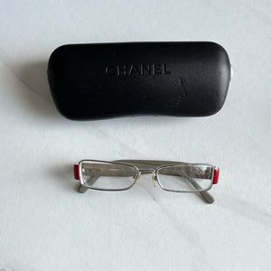 Chanel wire frame red quilted eyeglasses EUC